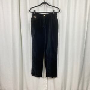 St.John Sport Black Crushed Velvet Straight Leg Pants Sz.8